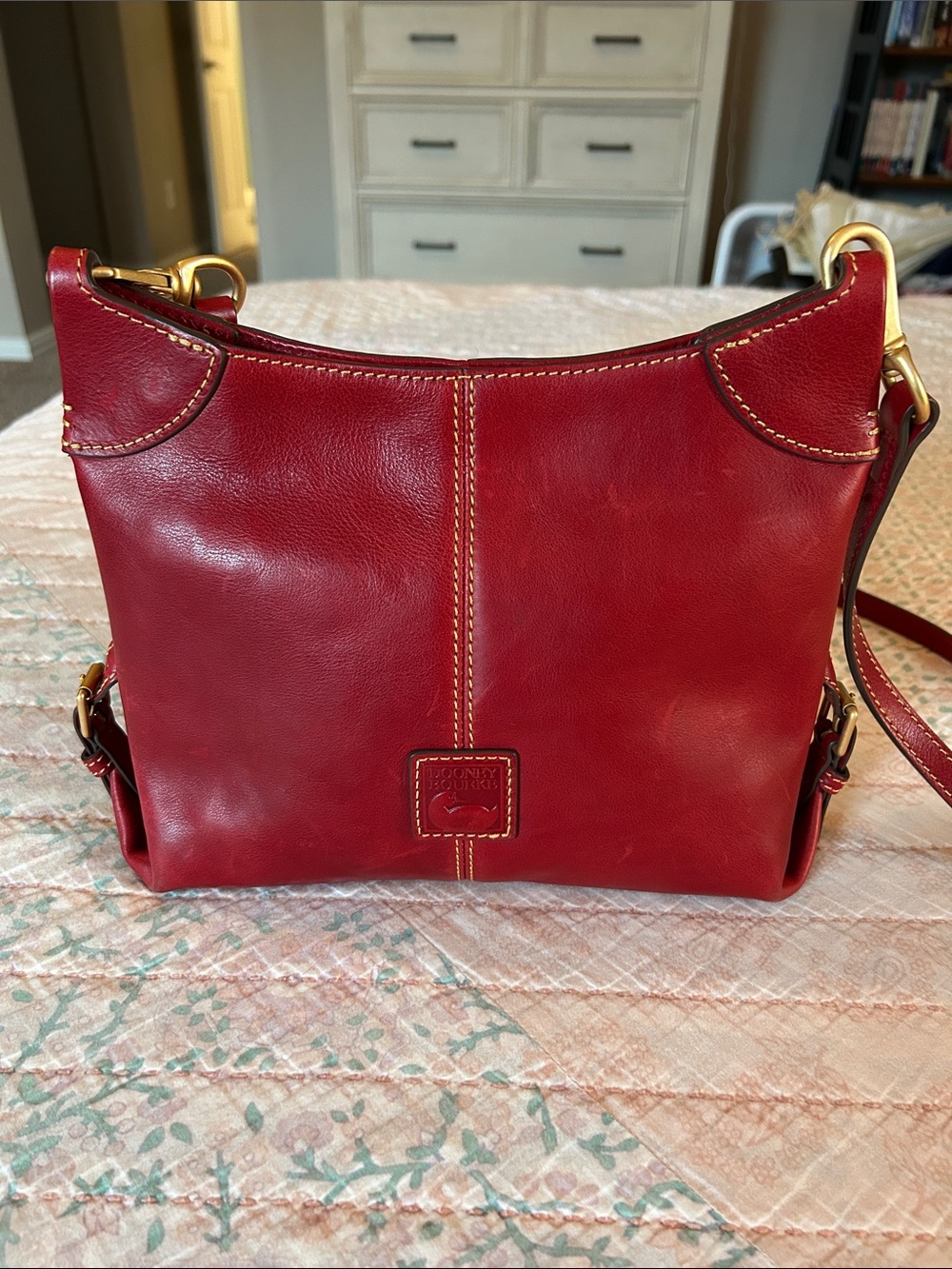 Dooney & Bourke Florentine Leather Small Federica Crossbody in Red. GUC!
